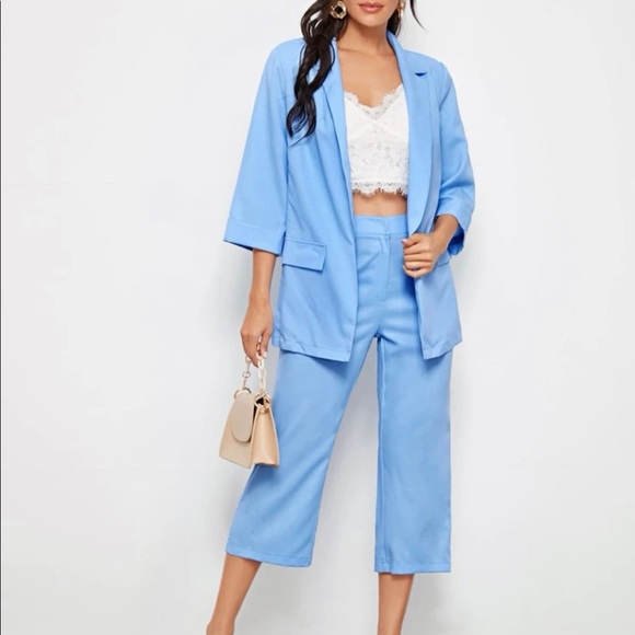 Roll up Sleeve Blazer and Straight Leg Cropped Pants for Women. Brand New - Picture 1 of 4